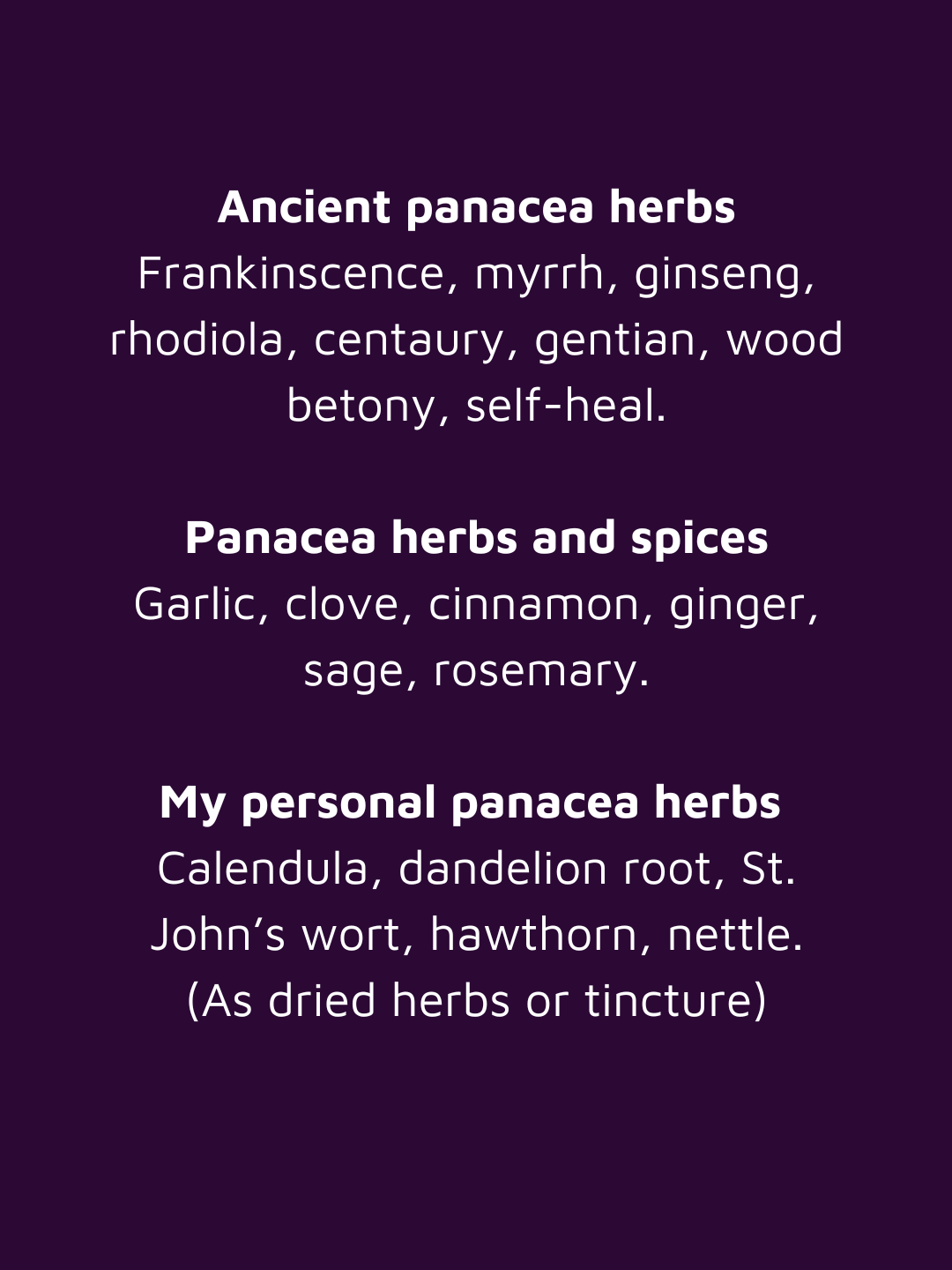 Image describing old world panacea herbs