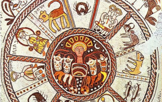 Image of mosaic showing the wheel of the zodiac