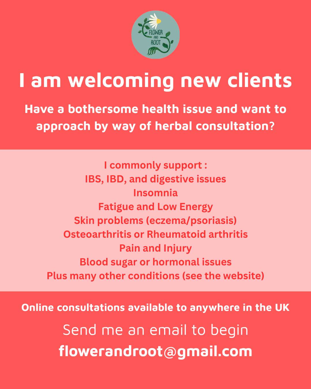 Image welcoming new clients and describing what is treated